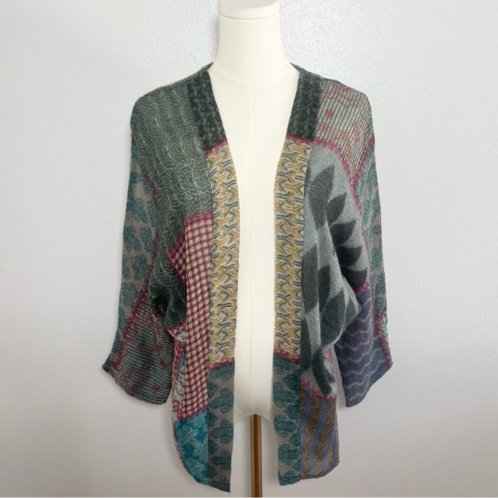 Soft Surroundings Wool Patchwork Boho Kimono Card… - image 2